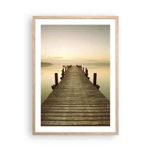 Plakat i ramme af lyst egetræ - Før daggry, daggry, lys - 50x70 cm