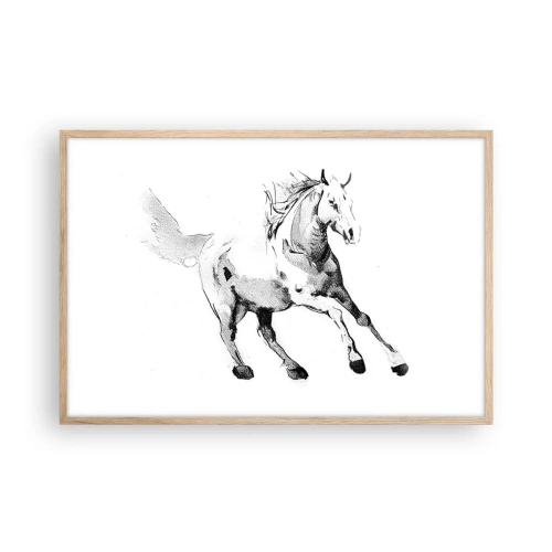 Plakat i ramme af lyst egetræ - Utæmmet sjæl - 91x61 cm