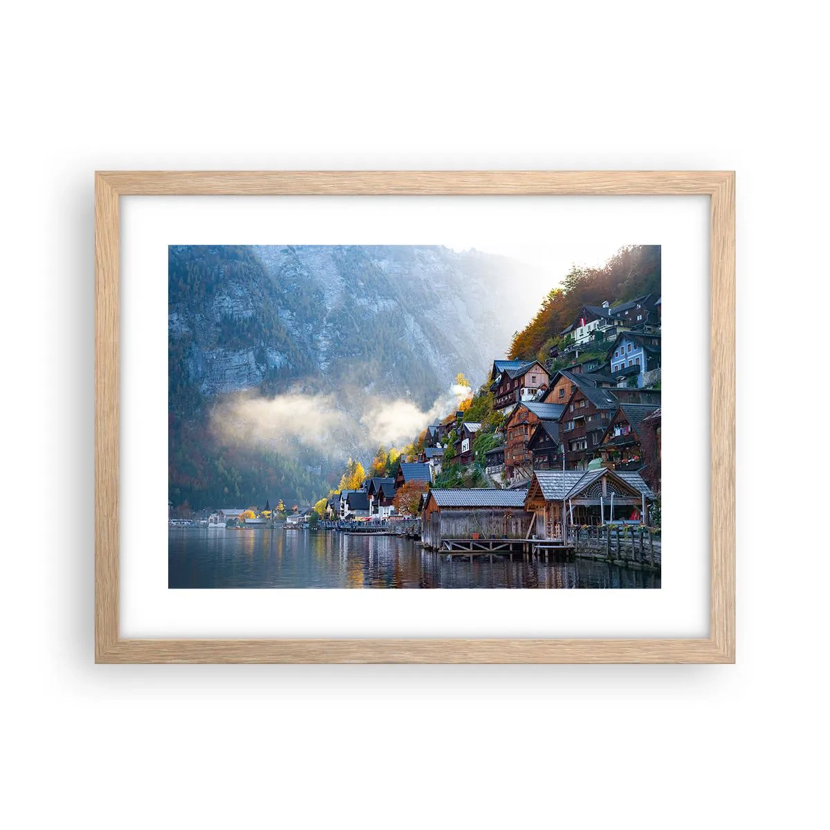 Plakat i ramme af lyst egetræ - Alpine climes - 40x30 cm