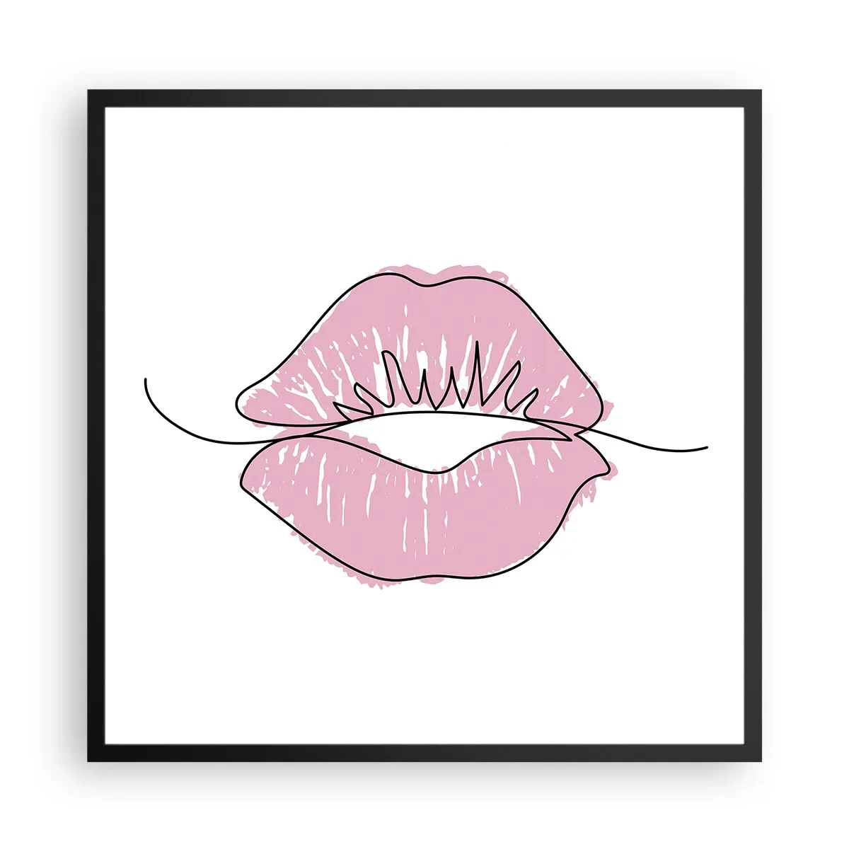 Plakat i sort ramme - Klar til at kysse? - 60x60 cm