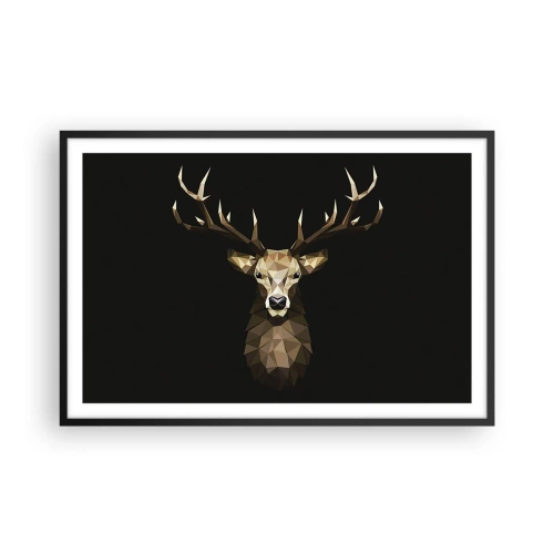Plakat i sort ramme - Kubistisk hjort - 91x61 cm