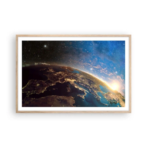 Plakat i ramme af lyst egetræ - Lad os se på hinanden på afstand - 91x61 cm