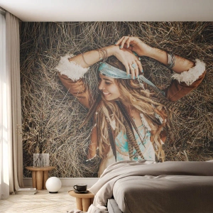 Fototapet Premium Canvas - På vej til kærlighedens sommer - Boho, Kvinde, Smykker - 250x175 cm