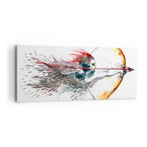Lærredstryk - Billede på lærred - Mytisk kriger med en brændende bue - 100x40 cm