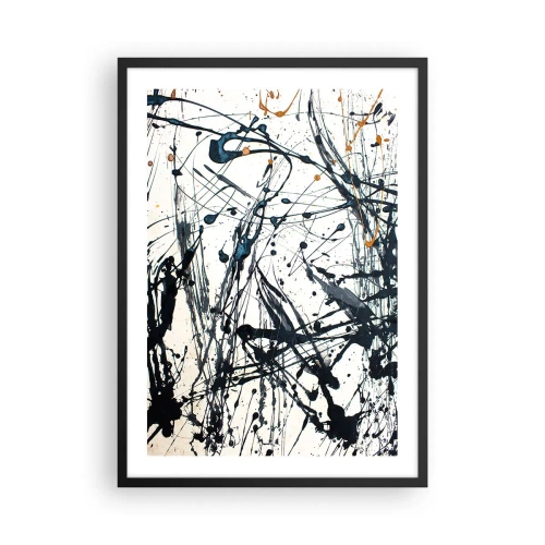 Plakat i sort ramme - Ekspressiv abstraktion i gestusmaleriets stil - 50x70cm - Ekspressionistisk abstraktion - Moderne vægdekoration til stue og soveværelse ARTTOR