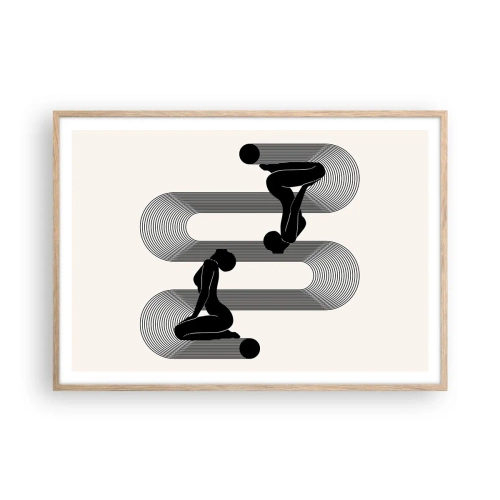 Plakat i ramme af lyst egetræ - Sensuel symmetri - 100x70 cm