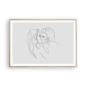 Plakat i ramme af lyst egetræ - I samme linje - 100x70 cm