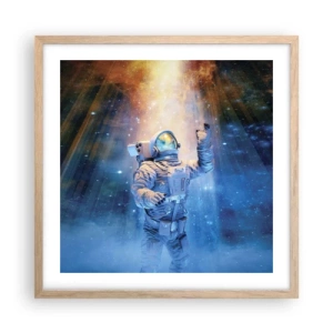 Plakat i ramme af lyst egetræ - Endelig på destinationen - 50x50 cm