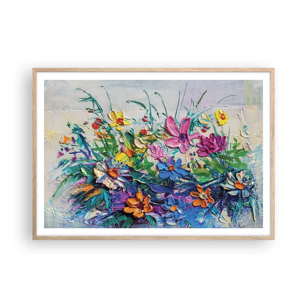 Plakat i ramme af lyst egetræ - Overhovedet ikke et stilleben - 100x70 cm