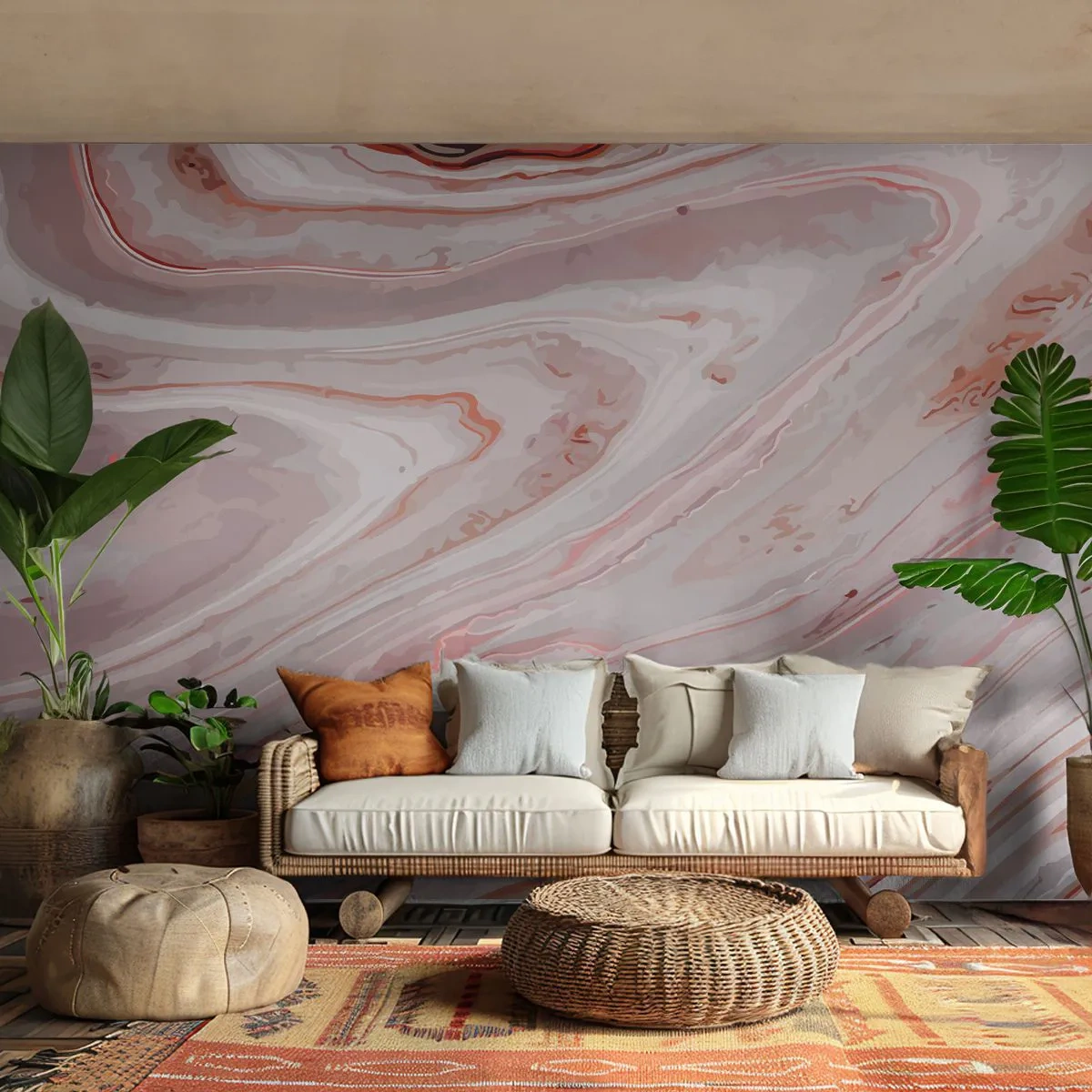 Fototapet Standard Eco - Flydende lyserødt - Abstraktion, Stykke, Moderne mønster - 300x210 cm