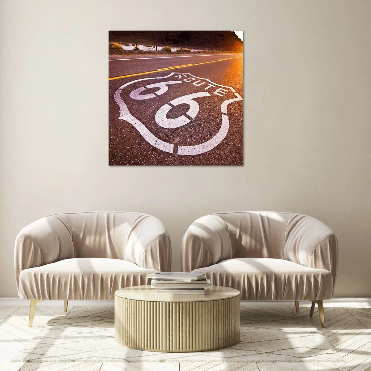Billede på glas - Den berømte Route 66 - 70x70 cm