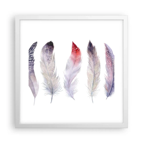 Plakat i hvid ramme - Delikat som en flerfarvet tåge - 40x40 cm