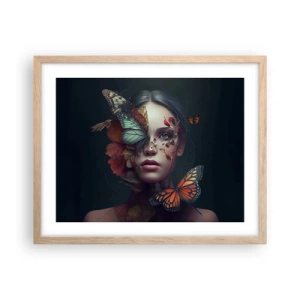 Plakat i ramme af lyst egetræ - En vidunderlig metamorfose - 50x40 cm