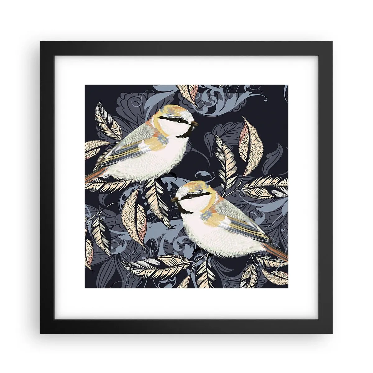 Plakat i sort ramme - Gul-blå espalier - 30x30 cm