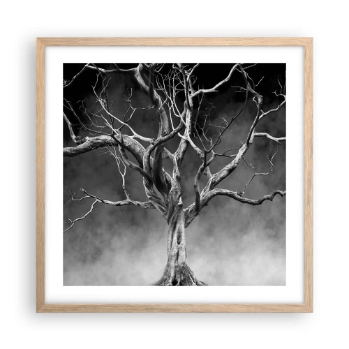Plakat i ramme af lyst egetræ - Primær og hellig - 50x50 cm