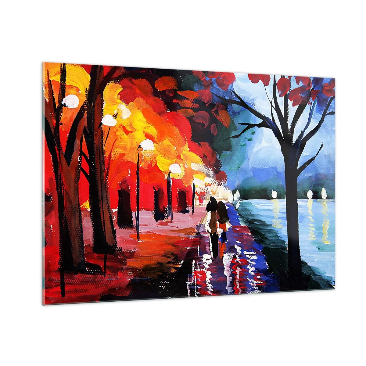 Billede på glas - Flammende efterår i parken - 100x70 cm