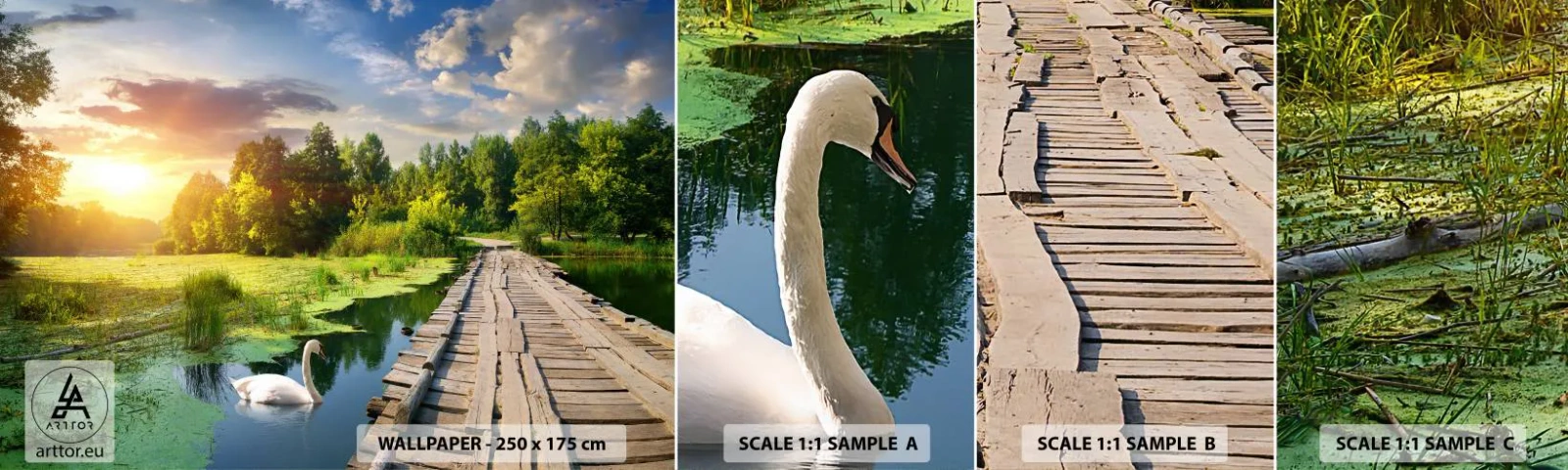 Prøve Fototapet Selvklæbende Deluxe Sticker - Sommer, sommer overalt - Landskab, Sø, Skov - 100x30 cm