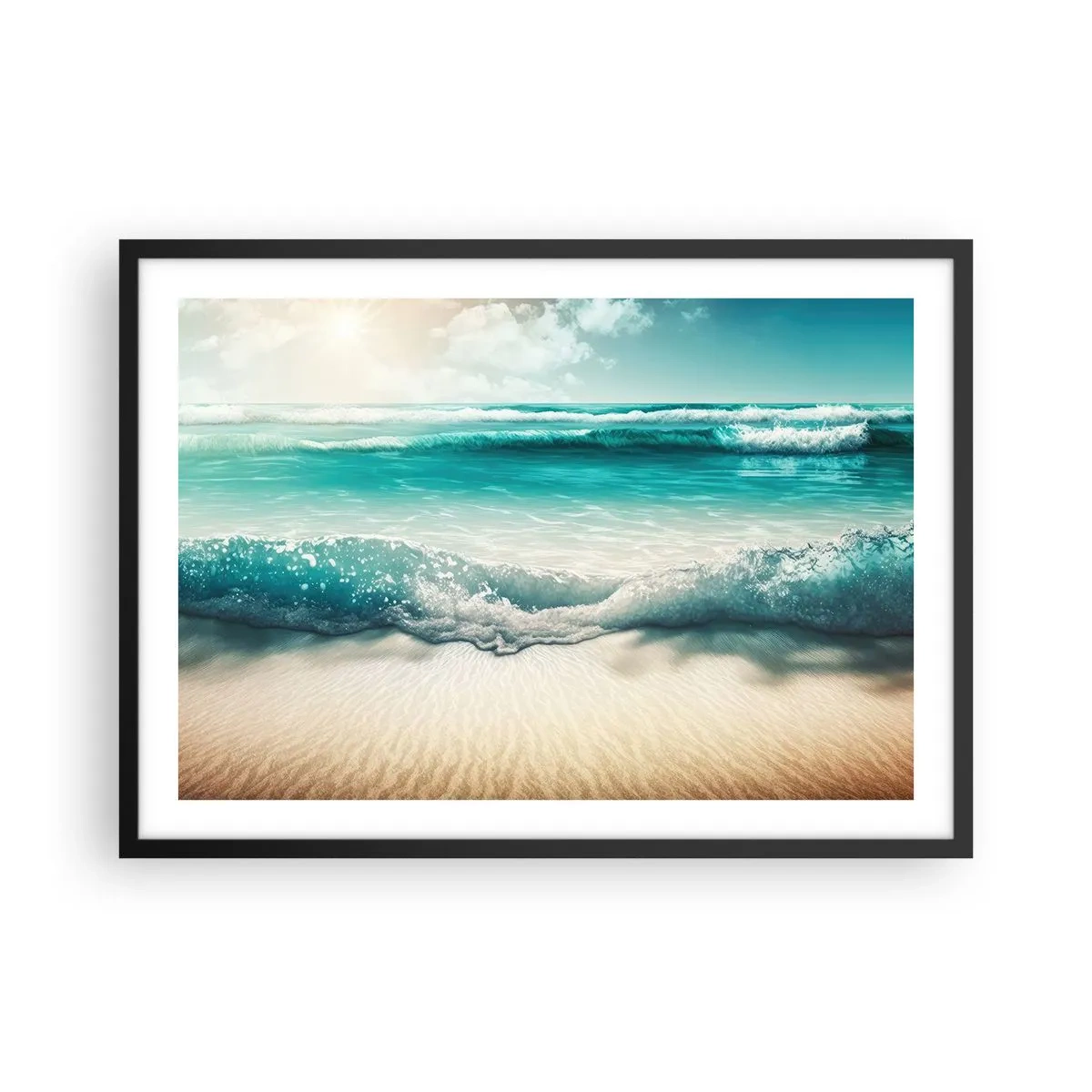 Plakat i sort ramme - Havets ro - 70x50 cm