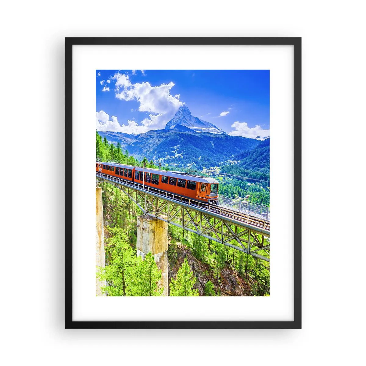 Plakat i sort ramme - Jernbane til Alperne - 40x50 cm