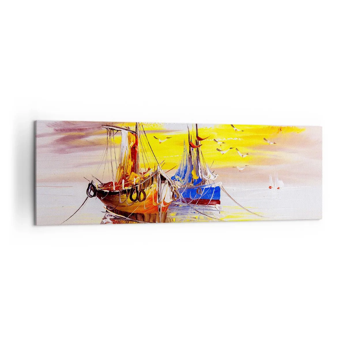 Lærredstryk - Billede på lærred - Et velfortjent hvil i havnen - 160x50 cm