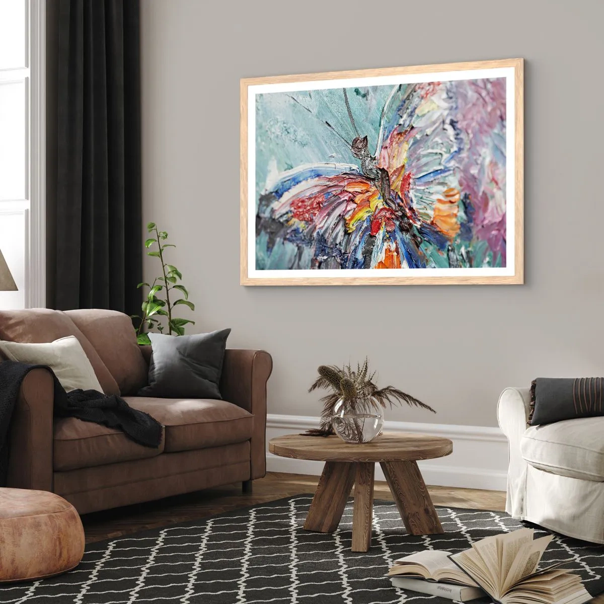 Plakat i ramme af lyst egetræ - Malet af naturen - 70x50 cm