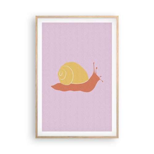 Plakat i ramme af lyst egetræ - Der er ingen hastværk - 61x91 cm