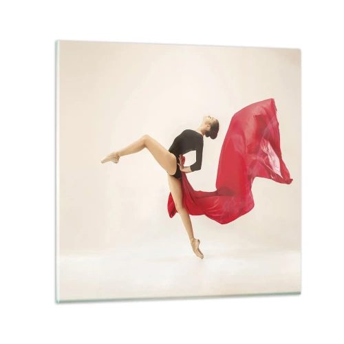 Billede på glas - Rød og sort - 40x40 cm