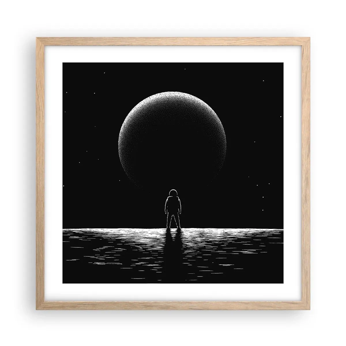 Plakat i ramme af lyst egetræ - Ansigt til ansigt - 50x50 cm