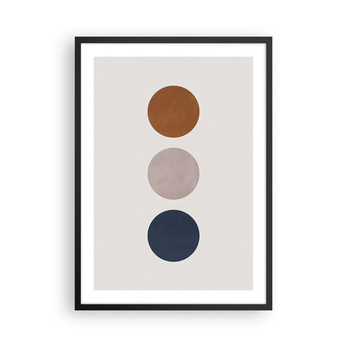 Plakat i sort ramme - Minimalistiske cirkler i varme nuancer på en lys baggrund - 50x70cm - Et symbol på perfektion - Moderne vægdekoration til stue og soveværelse ARTTOR
