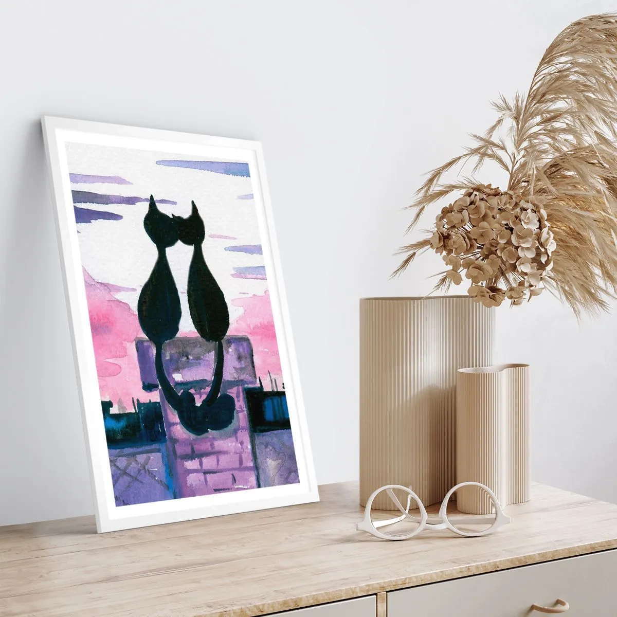 Plakat i hvid ramme - Rendez-vous under månen - 30x40 cm