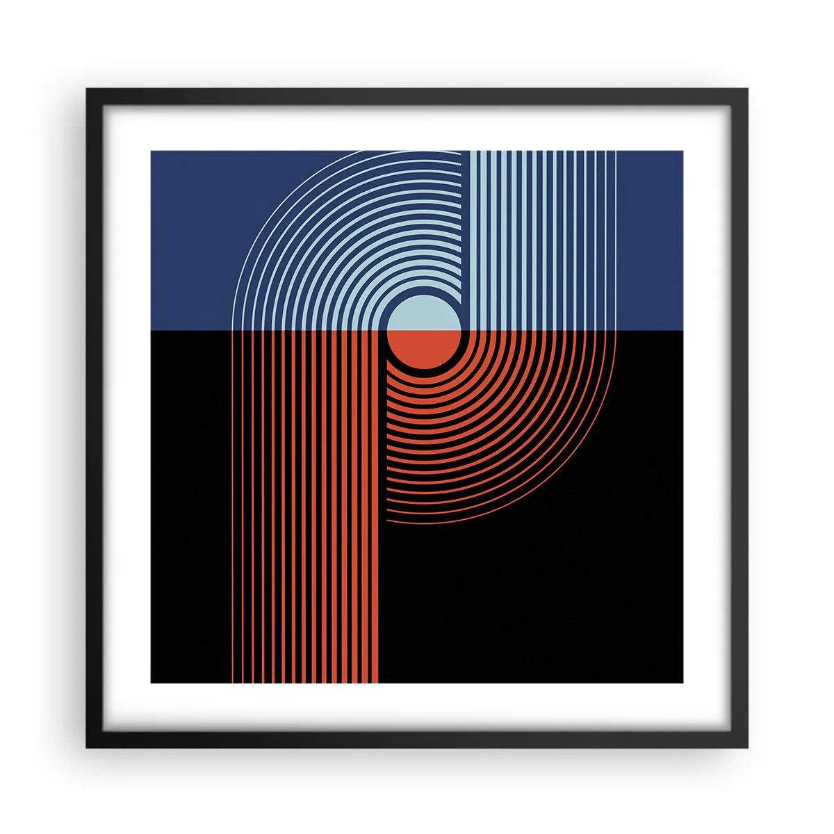 Plakat i sort ramme - I en geometrisk omfavnelse - 50x50 cm