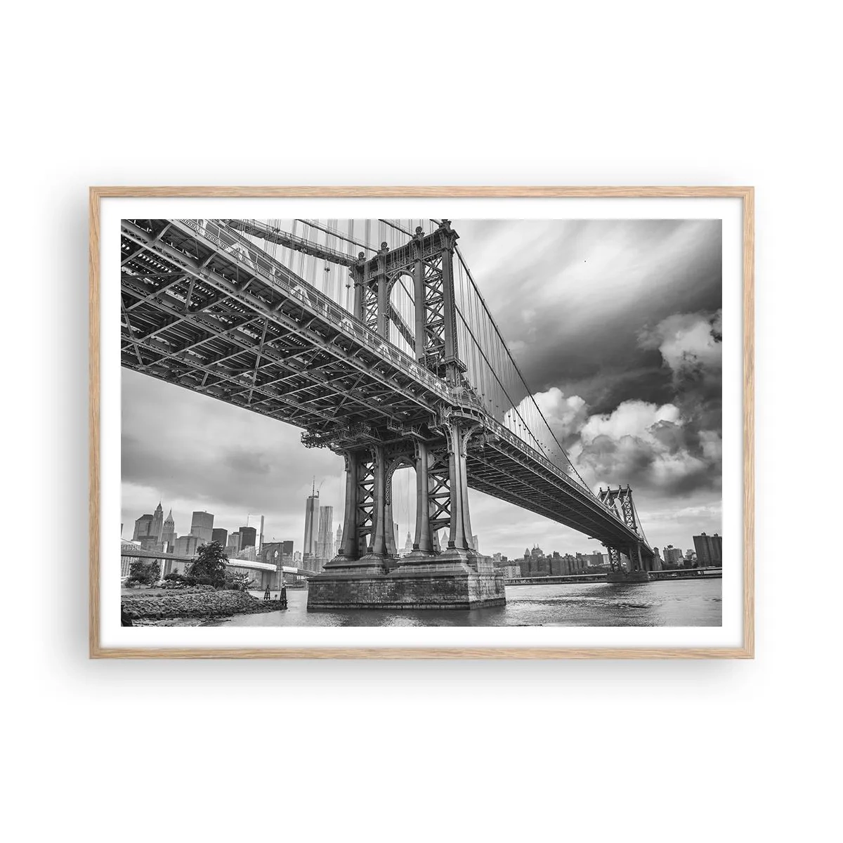 Plakat i ramme af lyst egetræ - Til byens hjerte - 100x70 cm