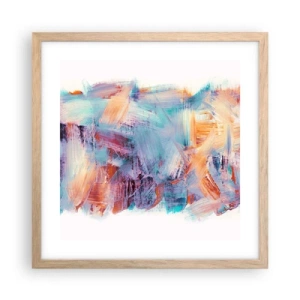 Plakat i ramme af lyst egetræ - Farverigt rod - 40x40 cm