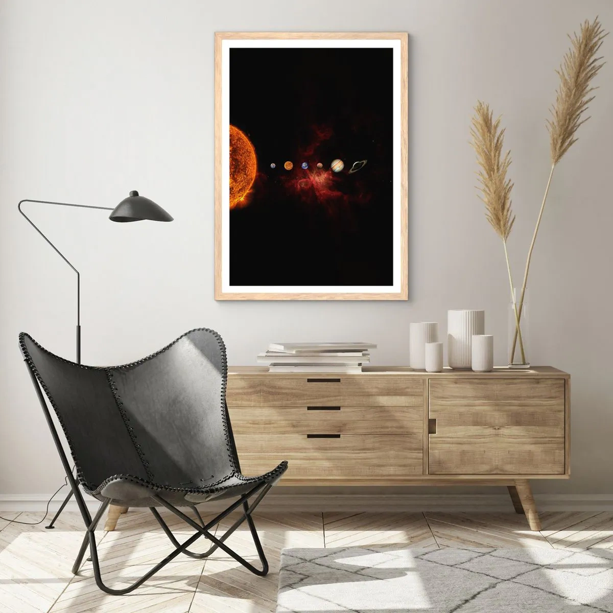 Plakat i ramme af lyst egetræ - Vores nabolag - 50x70 cm