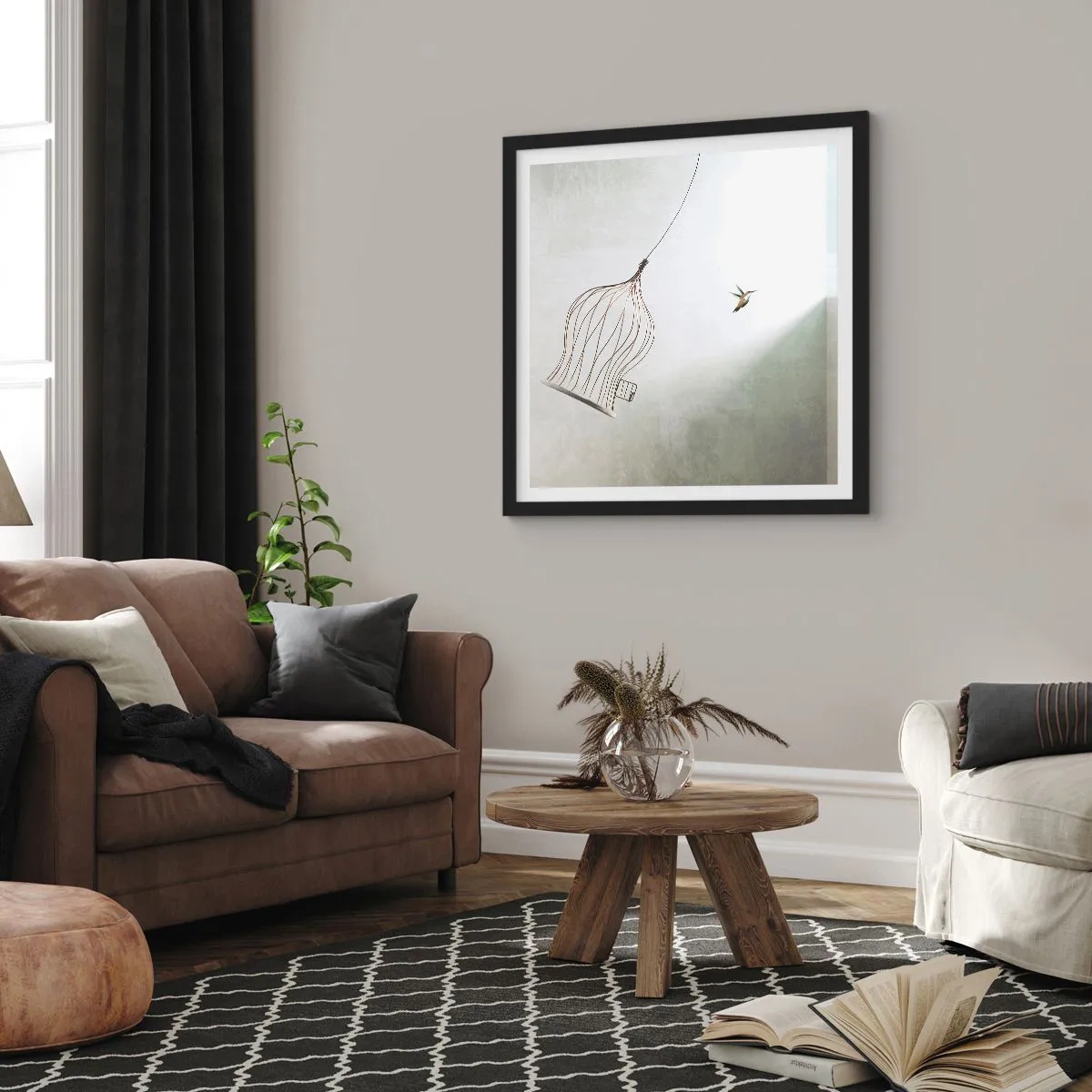 Plakat i sort ramme - I sit elementet - 50x50 cm