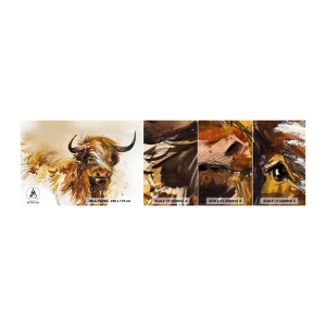 Fototapet Prøve Standard Eco - Jægerens stolthed - Dyr, Abstraktion, skotsk bøffel - 100x30 cm