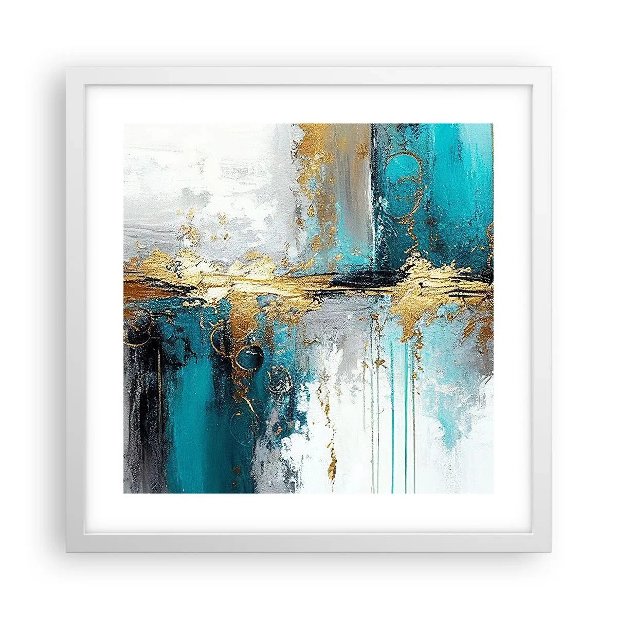 Plakat i hvid ramme - Alting flyder - 40x40 cm