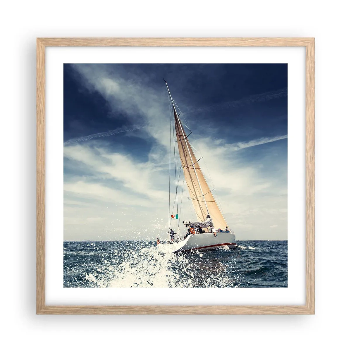 Plakat i ramme af lyst egetræ - De kan ikke indhente os! - 50x50 cm