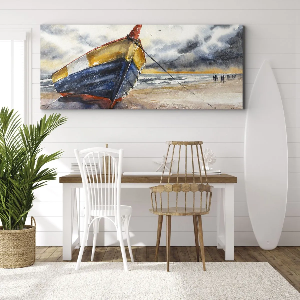Lærredstryk - Billede på lærred - Hvile på stranden - 90x30 cm