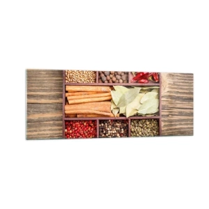 Billede på glas - Orden af former, duftbuket af aromaer - 140x50 cm