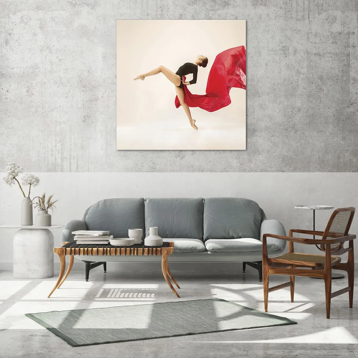 Billede på glas - Rød og sort - 70x70 cm