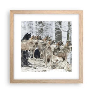 Plakat i ramme af lyst egetræ - Familie og venner - 30x30 cm