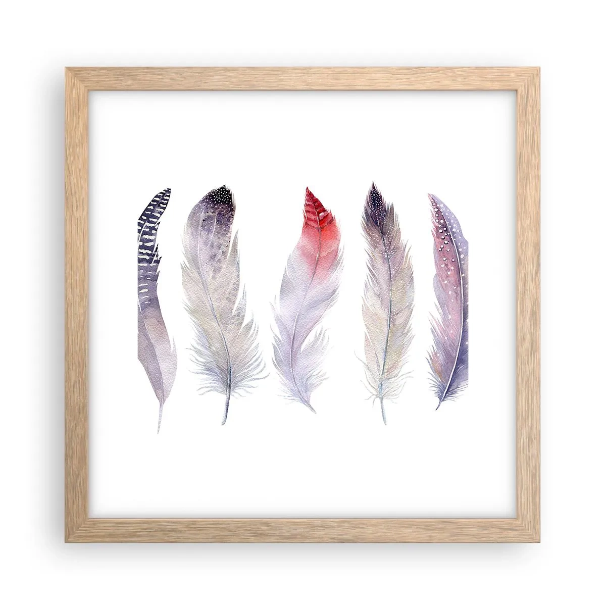 Plakat i ramme af lyst egetræ - Delikat som en flerfarvet tåge - 30x30 cm