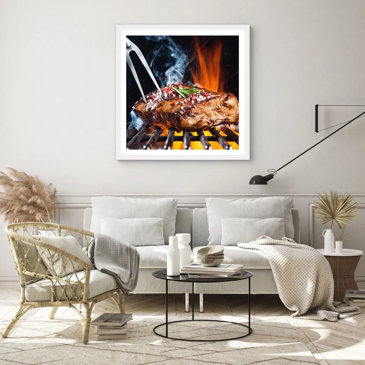 Plakat i hvid ramme - Saftig og velduftende - 60x60 cm