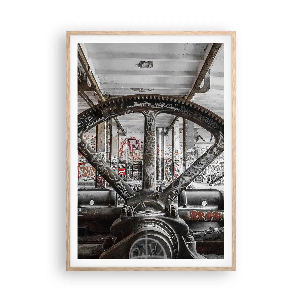 Plakat i ramme af lyst egetræ - Fabrikkens hemmelige liv - 70x100 cm