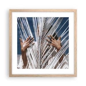 Plakat i ramme af lyst egetræ - Shamanens kæreste? - 40x40 cm