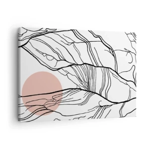 Lærredstryk - Billede på lærred - Minimalistiske linjer med geometrisk accent - 70x50cm - I et netværk af kviste - Moderne vægdekoration til stue og soveværelse ARTTOR
