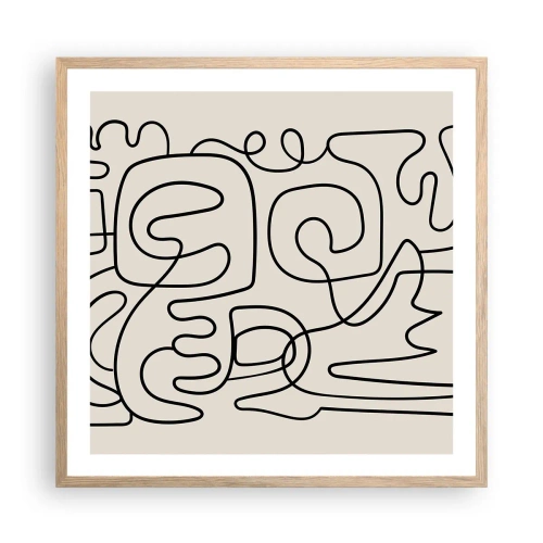 Plakat i ramme af lyst egetræ - På sporet - 60x60 cm