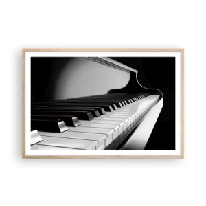 Plakat i ramme af lyst egetræ - Harmoni af former og farver - 91x61 cm