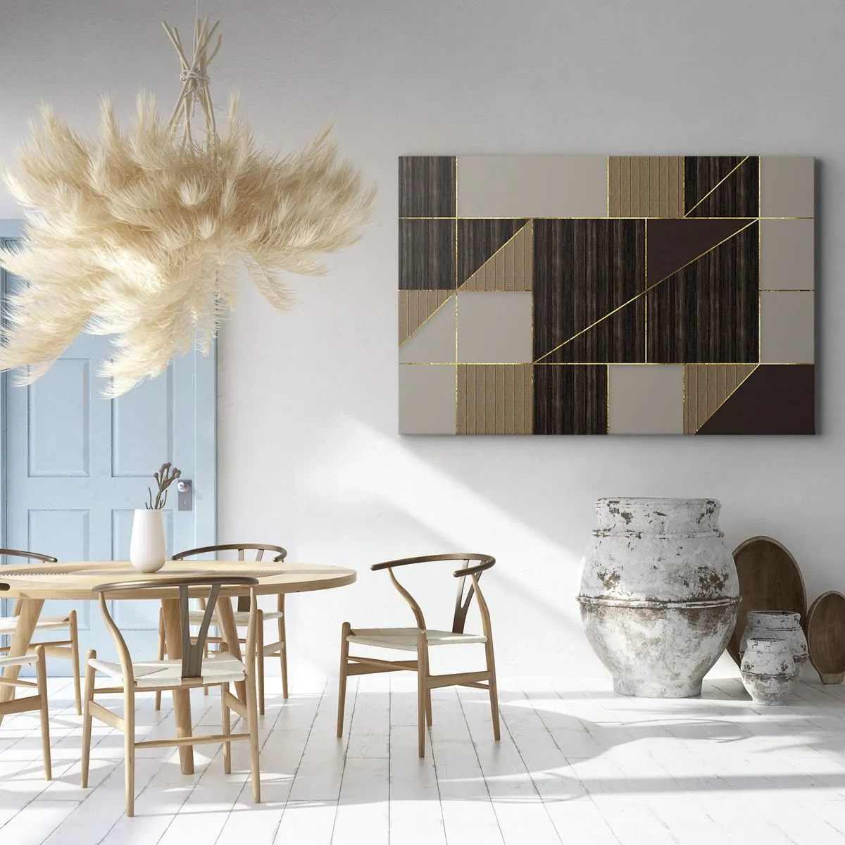 Lærredstryk - Billede på lærred - En mosaik af brune og gyldne farver - 120x80 cm